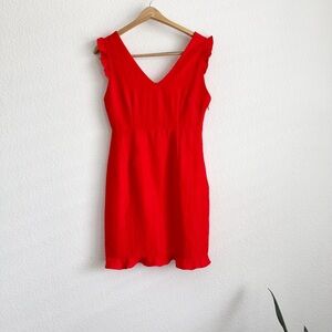 Suncoo Paris Sleeveless Ruffle V Neck Dress in Red Size T1 or Small